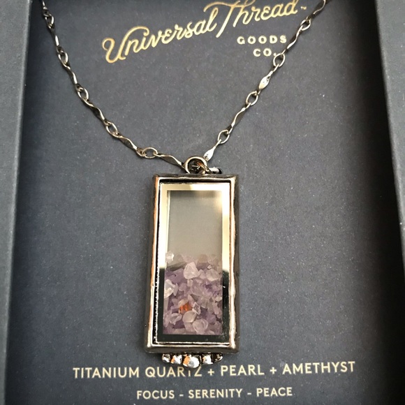 Universal Thread Titanium Quartz, Pearl & Amethyst Necklace – New in Box - Picture 2 of 5